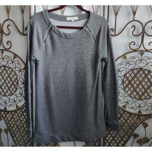 Ann Taylor LOFT Gray Heathered Zipper Accent Sweatshirt Pullover Mens S